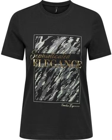 ONLY CAMISETA DE MANGA CORTA NEGRA CON ESTAMPADO GRÁFICO PARA MUJER NEGRO