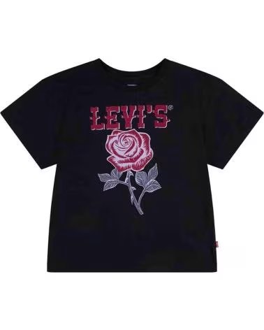 LEVIS MAGLIETTA LEVI´S BAMBINA MANICA CORTA NERA CON ROSA NEGRO