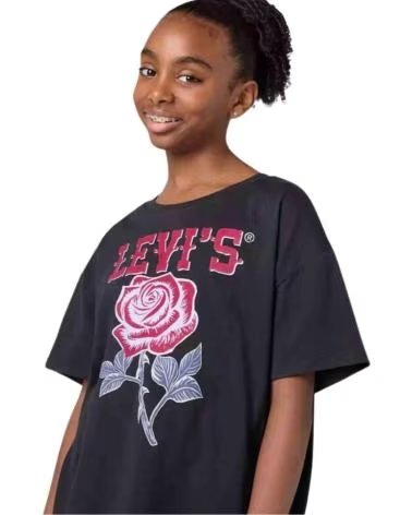 LEVIS LEVI´S KURZARM-T-SHIRT MIT ROSEN-AUFDRUCK FÜR MÄDCHEN NEGRO