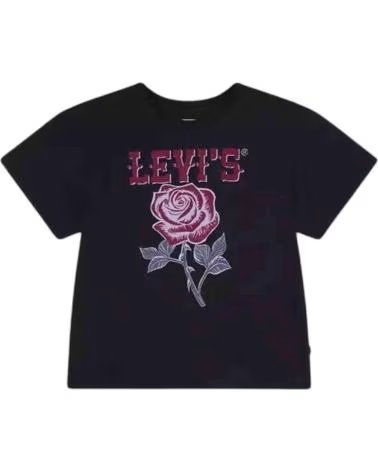 LEVIS LEVI´S KURZARM-T-SHIRT MIT ROSEN-AUFDRUCK FÜR MÄDCHEN NEGRO