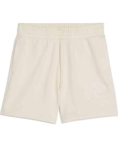 PUMA PUMA WOMEN´S ESSENTIALS SCRIPT HIGH-WAIST SHORTS BEIG