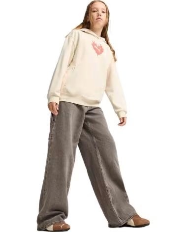 PUMA FELPA CON CAPPUCCIO E GRAFICA A CUORE PER BAMBINA BEIGE