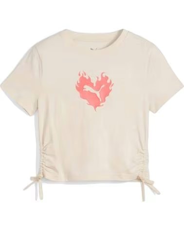 PUMA CAMISETA PUMA CON DETALLE DE CORDONES Y ESTAMPADO CORAZÓN BEIGE