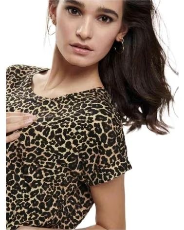 ONLY CAMISETA DE MANGA CORTA CON ESTAMPADO DE LEOPARDO PARA MUJER NEGRO