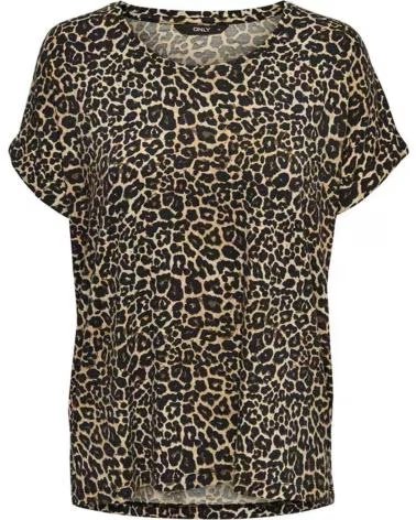 ONLY CAMISETA DE MANGA CORTA CON ESTAMPADO DE LEOPARDO PARA MUJER NEGRO