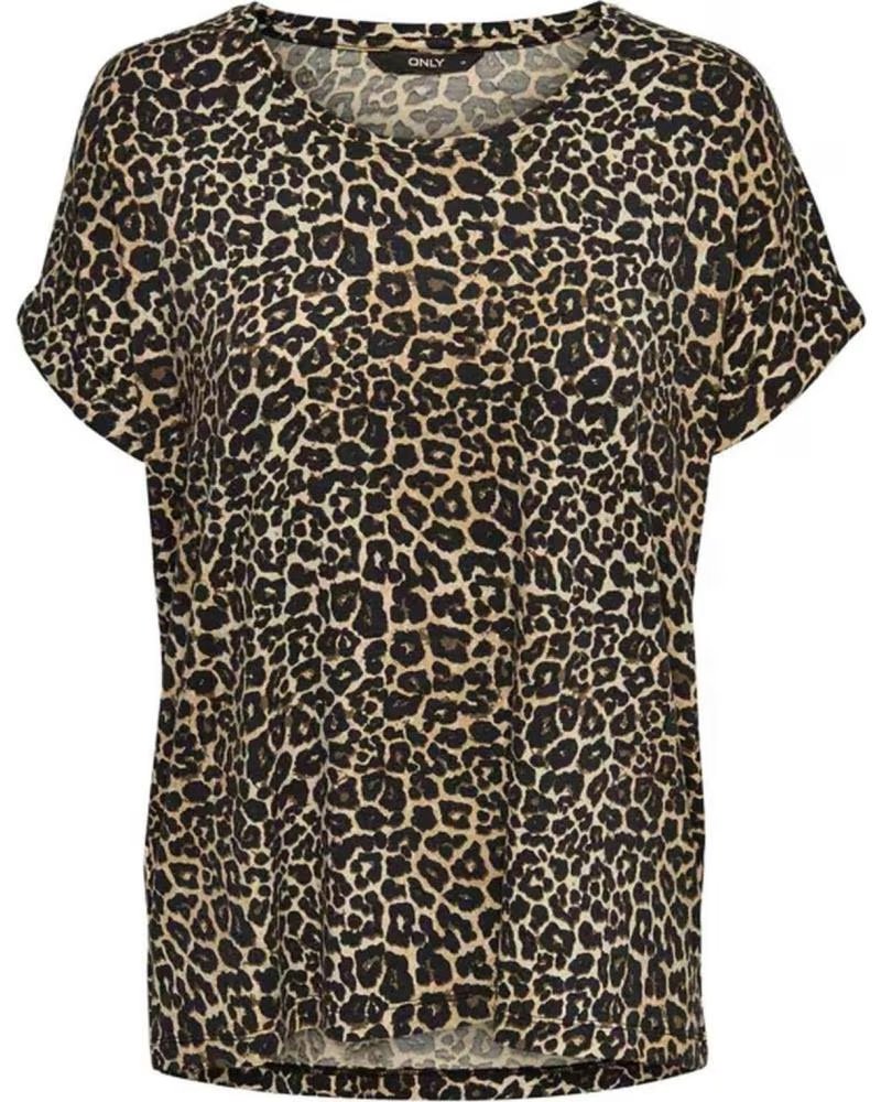 ONLY CAMISETA DE MANGA CORTA CON ESTAMPADO DE LEOPARDO PARA MUJER NEGRO