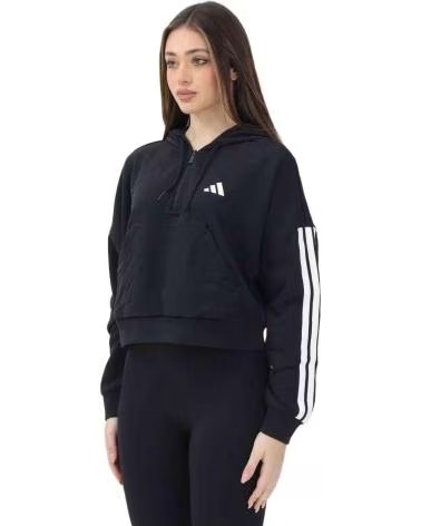 ADIDAS FELPA CON CAPPUCCIO ADIDAS 3-STRIPES DA DONNA NEGRO