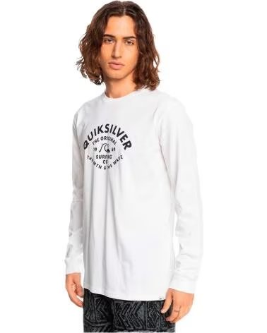 QUIKSILVER T-SHIRT QUIKSILVER SCRIPTTALK A MANICA LUNGA BIANCA DA UOMO BLANCO