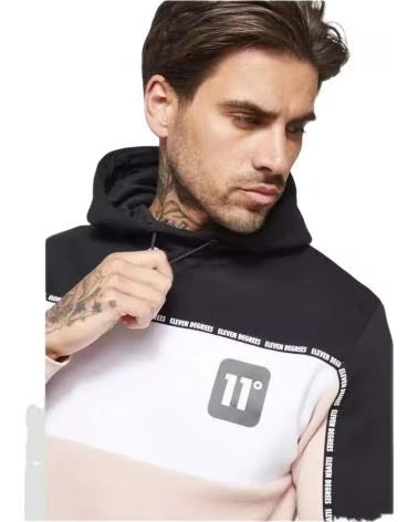 11 DEGREES MOLETOM COM CAPUZ 11 DEGREES COLOUR BLOCK TAPED MASCULINO ROSA