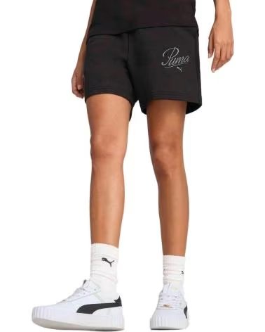 PUMA SHORT TAILLE HAUTE PUMA ESS SCRIPT NOIR FEMME NEGRO