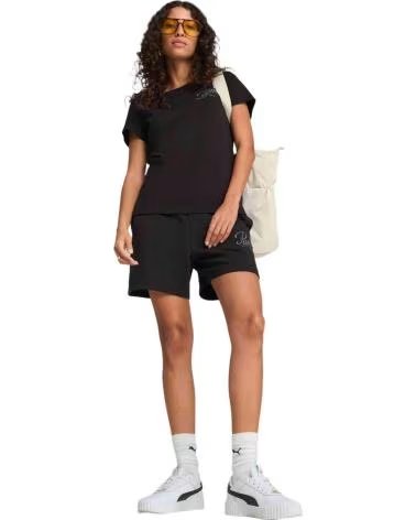 PUMA SHORT TAILLE HAUTE PUMA ESS SCRIPT NOIR FEMME NEGRO