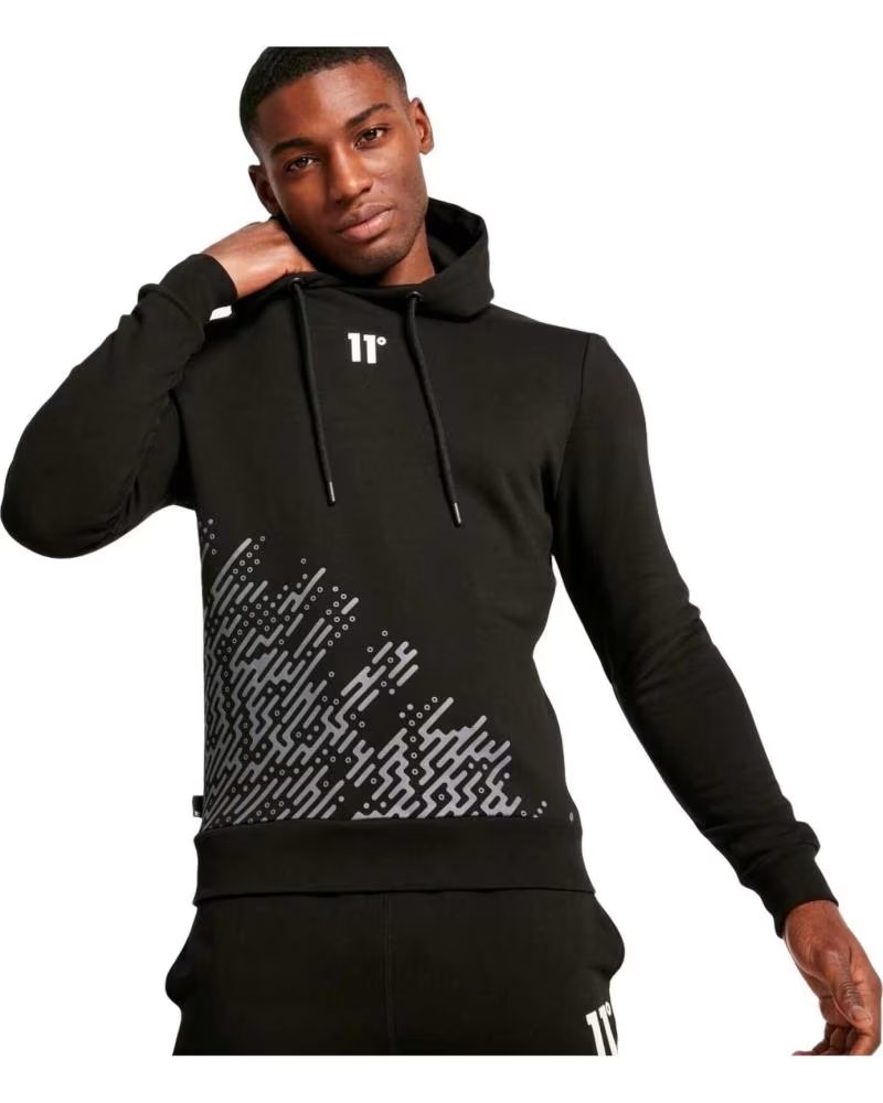 11 DEGREES FELPA CON CAPPUCCIO 11 DEGREES PLACEMENT CIRCUIT PR NERA NEGRO