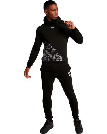 11 DEGREES FELPA CON CAPPUCCIO 11 DEGREES PLACEMENT CIRCUIT PR NERA NEGRO