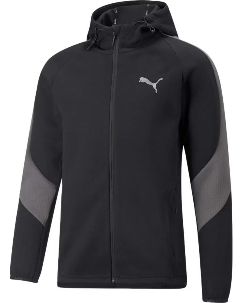 PUMA MOLETOM COM ZÍPER COMPLETO PUMA EVOSTRIPE MASCULINO PRETO NEGRO