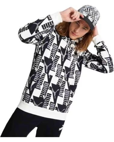 PUMA FELPA CON CAPPUCCIO PUMA POWER AOP FL DA UOMO BLANCO
