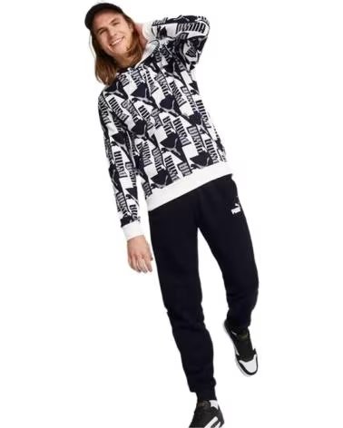 PUMA FELPA CON CAPPUCCIO PUMA POWER AOP FL DA UOMO BLANCO
