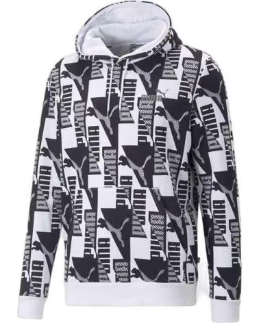 PUMA FELPA CON CAPPUCCIO PUMA POWER AOP FL DA UOMO BLANCO