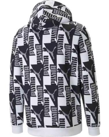 PUMA FELPA CON CAPPUCCIO PUMA POWER AOP FL DA UOMO BLANCO