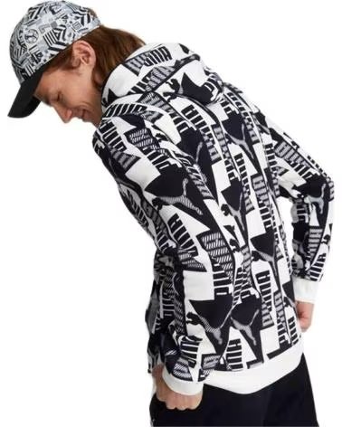 PUMA FELPA CON CAPPUCCIO PUMA POWER AOP FL DA UOMO BLANCO