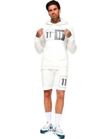 11 DEGREES FELPA CON CAPPUCCIO DA UOMO 11 DEGREES CON LOGO BOX STAMPATO BLANCO