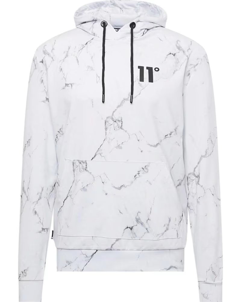 11 DEGREES KAPUZENPULLOVER 11 DEGREES MARMORDRUCK WEISS BLANCO