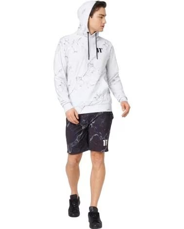 11 DEGREES KAPUZENPULLOVER 11 DEGREES MARMORDRUCK WEISS BLANCO