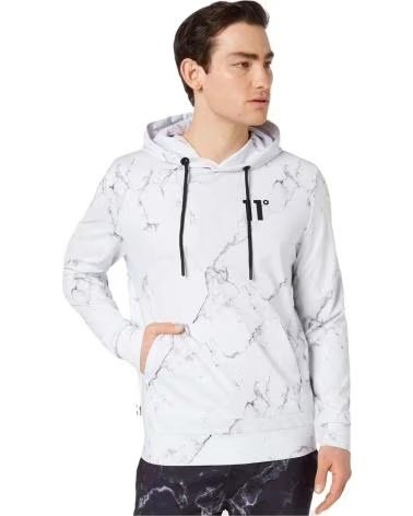 11 DEGREES KAPUZENPULLOVER 11 DEGREES MARMORDRUCK WEISS BLANCO