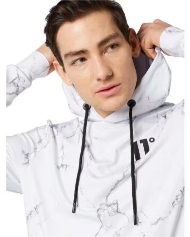 11 DEGREES KAPUZENPULLOVER 11 DEGREES MARMORDRUCK WEISS BLANCO