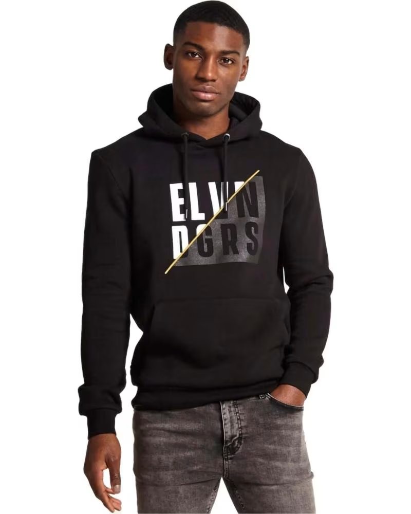 11 DEGREES FELPA CON CAPPUCCIO 11 DEGREES LARGE GRAPHIC PULLOVER NERA NEGRO
