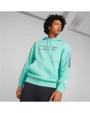 PUMA FELPA CON CAPPUCCIO GRAFICA PUMA SWXP DA UOMO VERDE