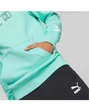 PUMA FELPA CON CAPPUCCIO GRAFICA PUMA SWXP DA UOMO VERDE