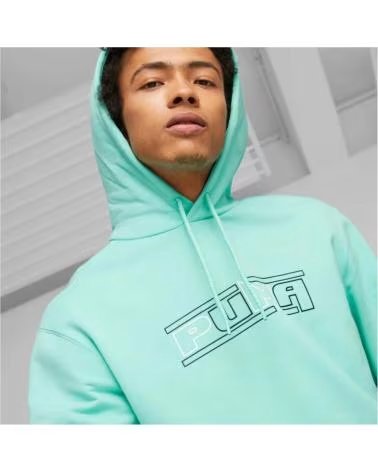 PUMA FELPA CON CAPPUCCIO GRAFICA PUMA SWXP DA UOMO VERDE