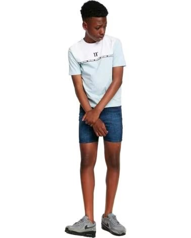 11 DEGREES 11 DEGREES TAPED BLOCK T-SHIRT WHITE AND LIGHT BLUE BLANCO