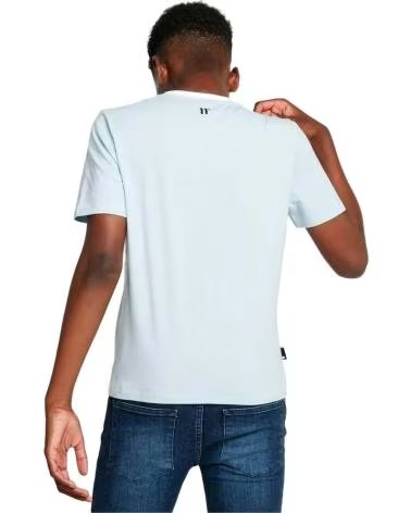 11 DEGREES 11 DEGREES TAPED BLOCK T-SHIRT WHITE AND LIGHT BLUE BLANCO