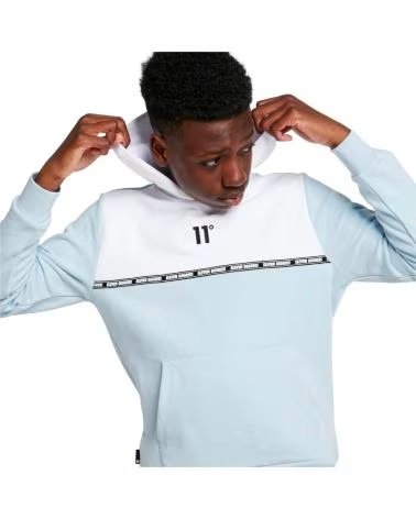 11 DEGREES 11 DEGREES TAPED BLOCK PULLOVER HOODIE BLUE AZUL