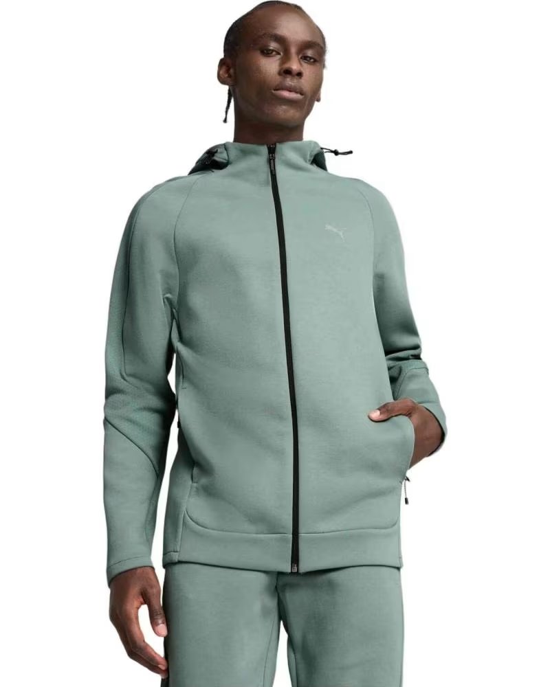 PUMA MOLETOM COM ZÍPER COMPLETO PUMA EVOSTRIPE VERDE