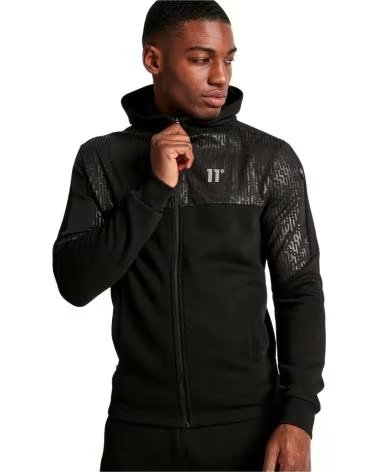 11 DEGREES ENSEMBLE DE SPORT 11 DEGREES MIXED FABRIC FULL ZIP NOIR NEGRO