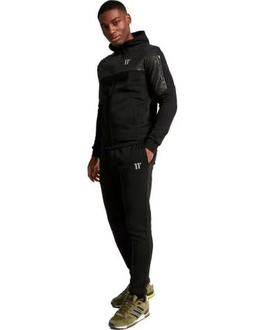 11 DEGREES ENSEMBLE DE SPORT 11 DEGREES MIXED FABRIC FULL ZIP NOIR NEGRO