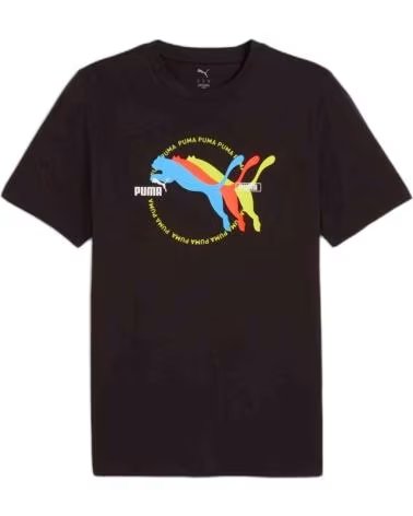 PUMA CAMISETA PUMA GRAPHICS MULTIPLE CAT LOGO NEGRA NEGRO