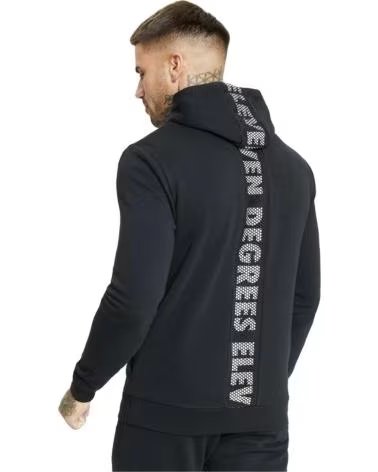 11 DEGREES FELPA CON CAPPUCCIO 11 DEGREES MESH OVERLAY QUARTER NERA NEGRO
