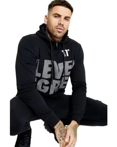 11 DEGREES FELPA CON CAPPUCCIO 11 DEGREES MESH OVERLAY QUARTER NERA NEGRO