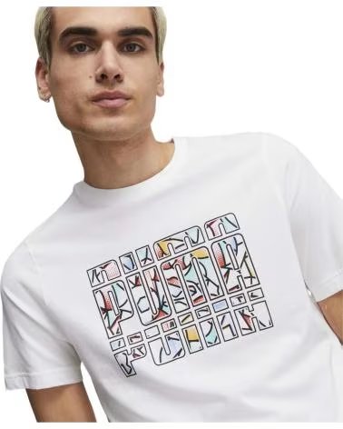 PUMA CAMISETA GRÁFICA DE VERANO PUMA PARA HOMBRE BLANCO