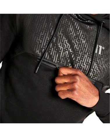11 DEGREES FELPA CON CAPPUCCIO 11 DEGREES MIXED FABRIC PULLOVER NERA NEGRO