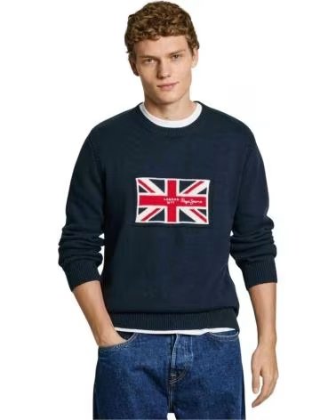 PEPE JEANS FELPA PEPE JEANS DA UOMO CON BANDIERA BRITANNICA BLU NAVY AZUL