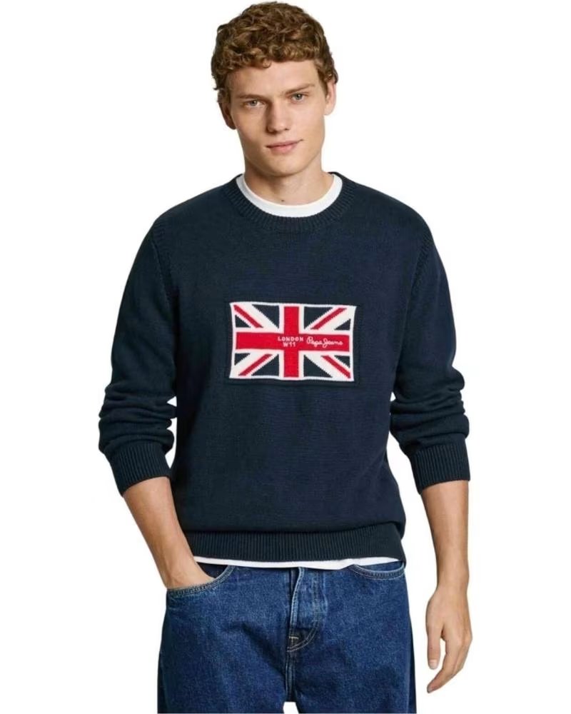 PEPE JEANS FELPA PEPE JEANS DA UOMO CON BANDIERA BRITANNICA BLU NAVY AZUL