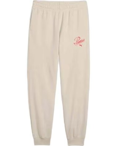 PUMA PANTALÓN JOGGER CON LOGO BORDADO BEIGE