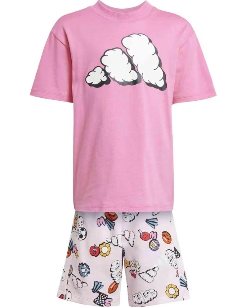 ADIDAS COMPLETO SPORTIVO ADIDAS BAMBINA ROSA CON STAMPA DIVERTENTE ROSA