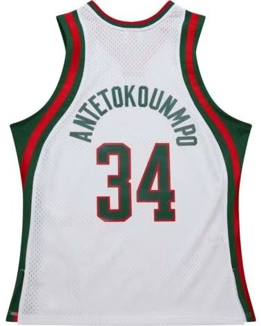 MITCHELL  NESS MITCHELL & NESS BASKETBALLTRIKOT BUCKS GIANNIS ANTETOKOUNMPO #34 HERREN WEISS BLANCO