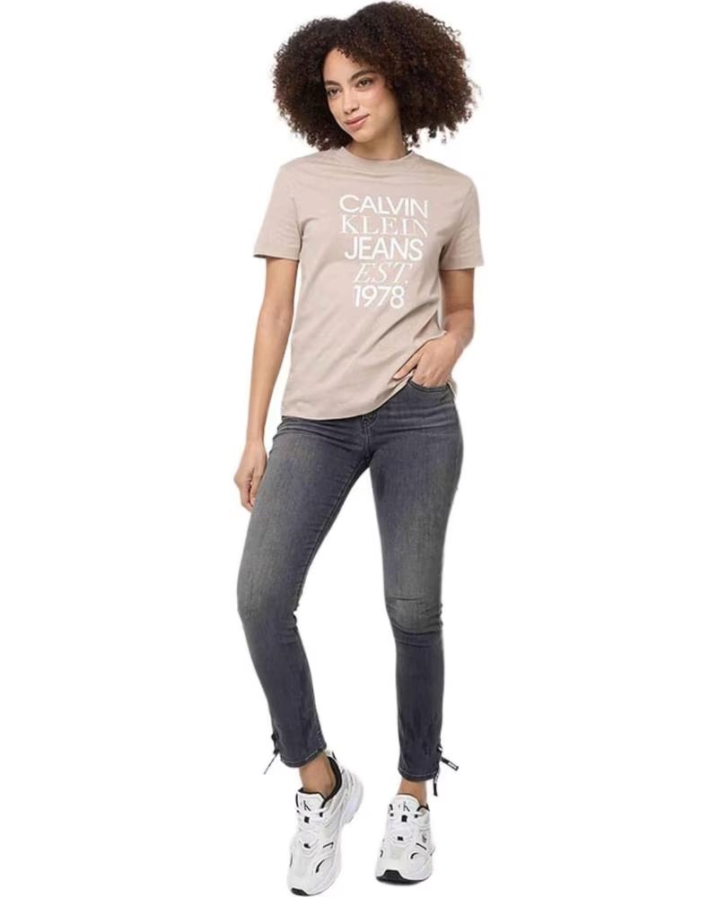 CALVIN KLEIN CALVIN KLEIN JEANS KURZARM-T-SHIRT MIT PRINT FÜR DAMEN BEIGE