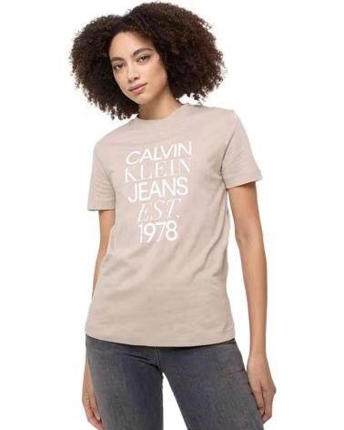 CALVIN KLEIN CALVIN KLEIN JEANS KURZARM-T-SHIRT MIT PRINT FÜR DAMEN BEIGE